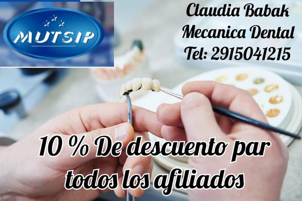 Mecánica Dental Claudia Babak - Beneficio MUTSIP para asociados