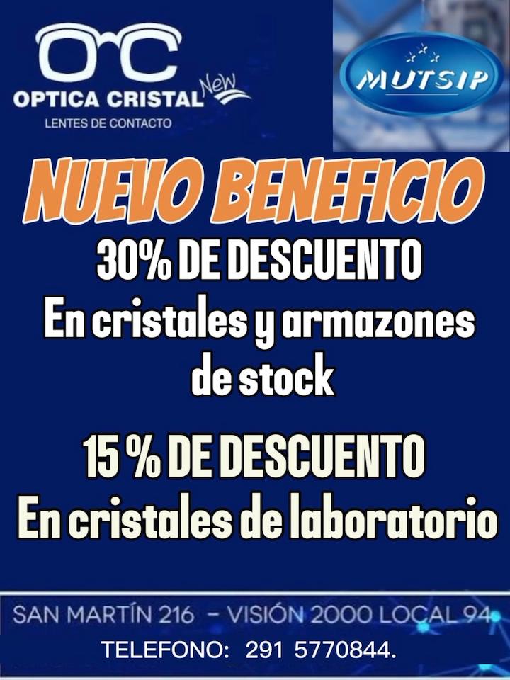Óptica Cristal New - Beneficio MUTSIP para asociados