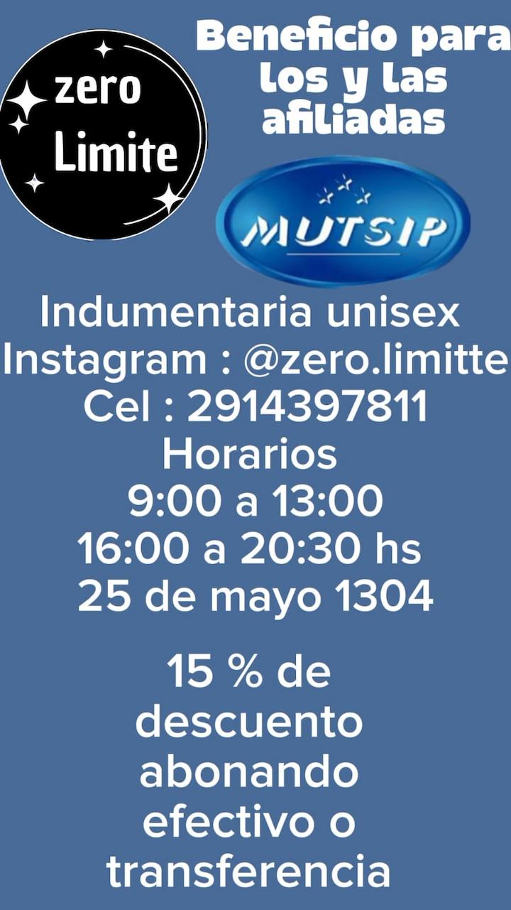 Zero Límite Indumentaria Unisex - Beneficio MUTSIP para asociados