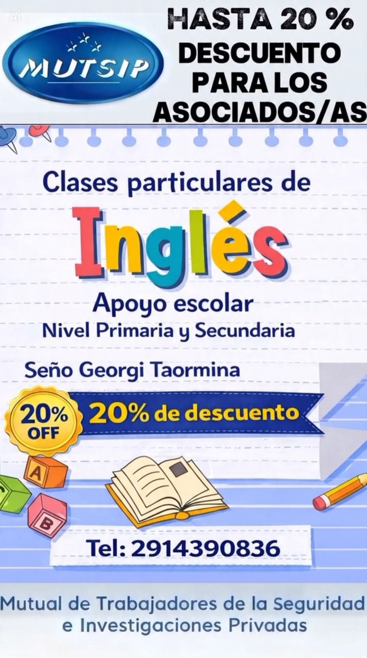 Clases particulares de inglés con Georgi Taormina - Beneficio MUTSIP para asociados