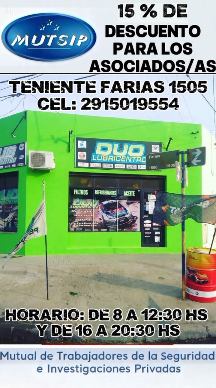 Duo Lubricentro - Beneficio MUTSIP para asociados