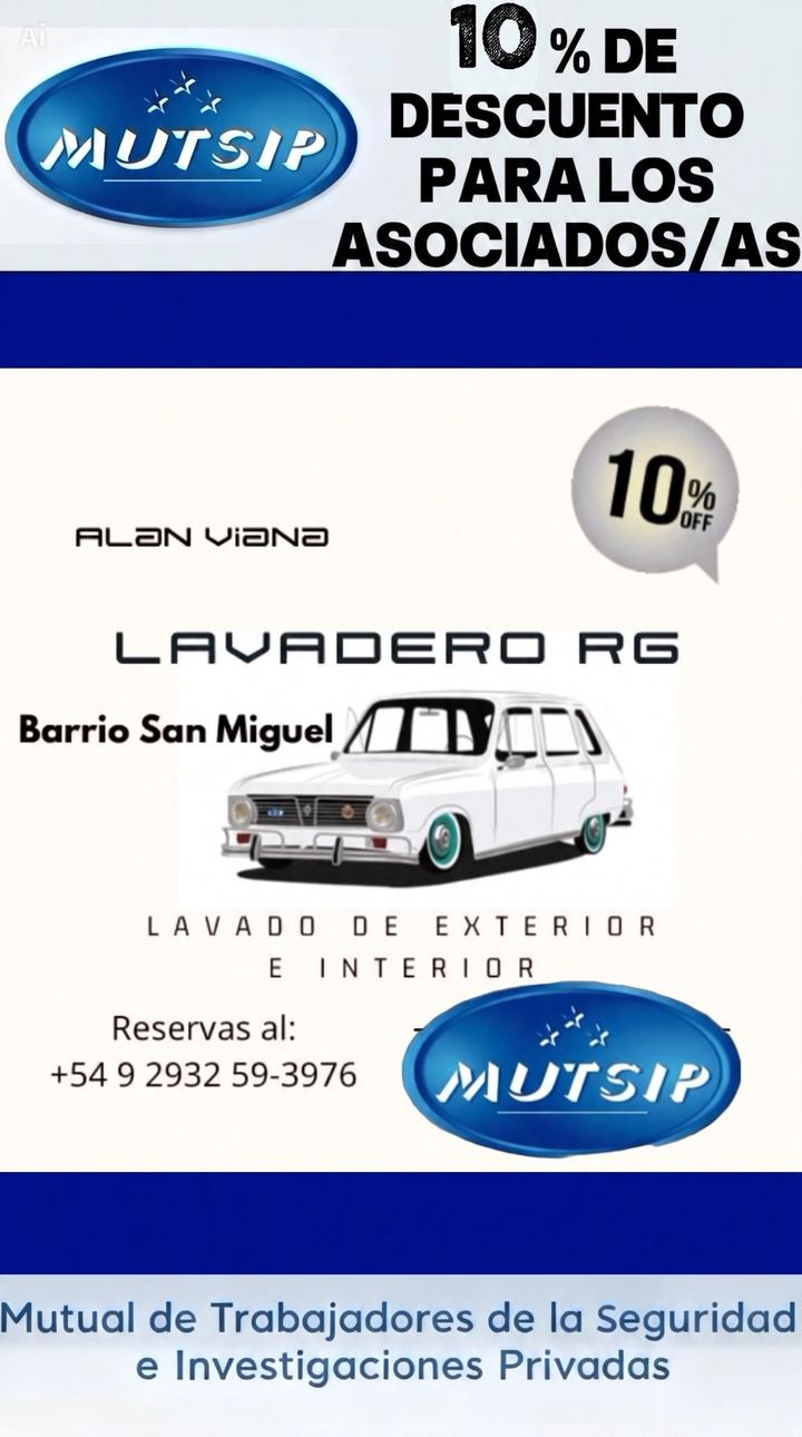 Lavadero RG - Beneficio MUTSIP para asociados