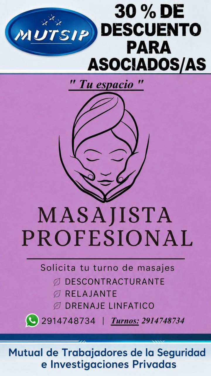 Tu Espacio Masajista Profesional - Beneficio MUTSIP para asociados