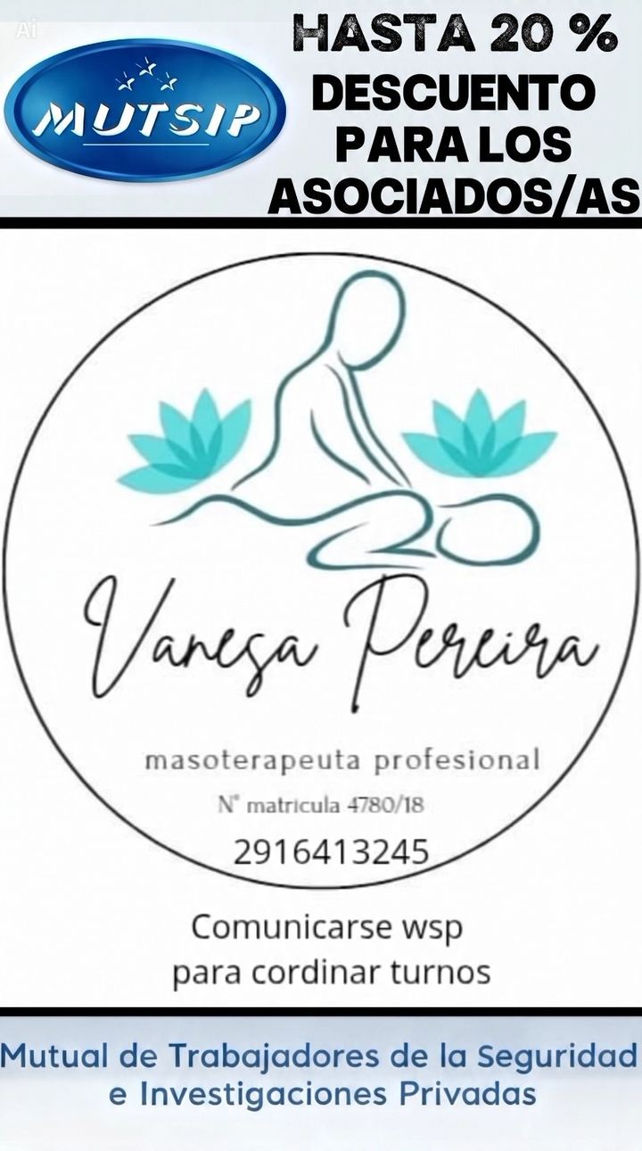 Masajista Vanesa Pereira - Beneficio MUTSIP para asociados