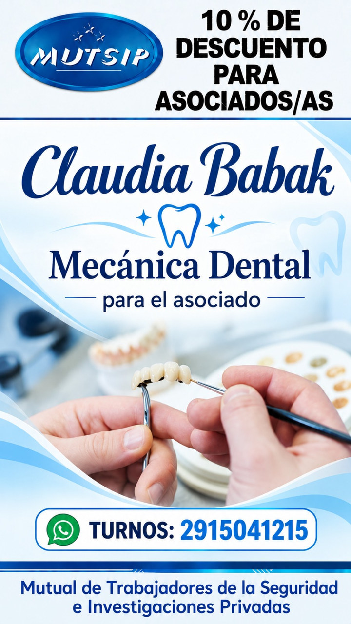 Mecánica Dental Claudia Babak - Beneficio MUTSIP para asociados