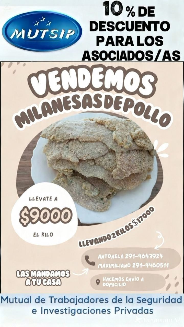 Milanesas de pollo - Beneficio MUTSIP para asociados