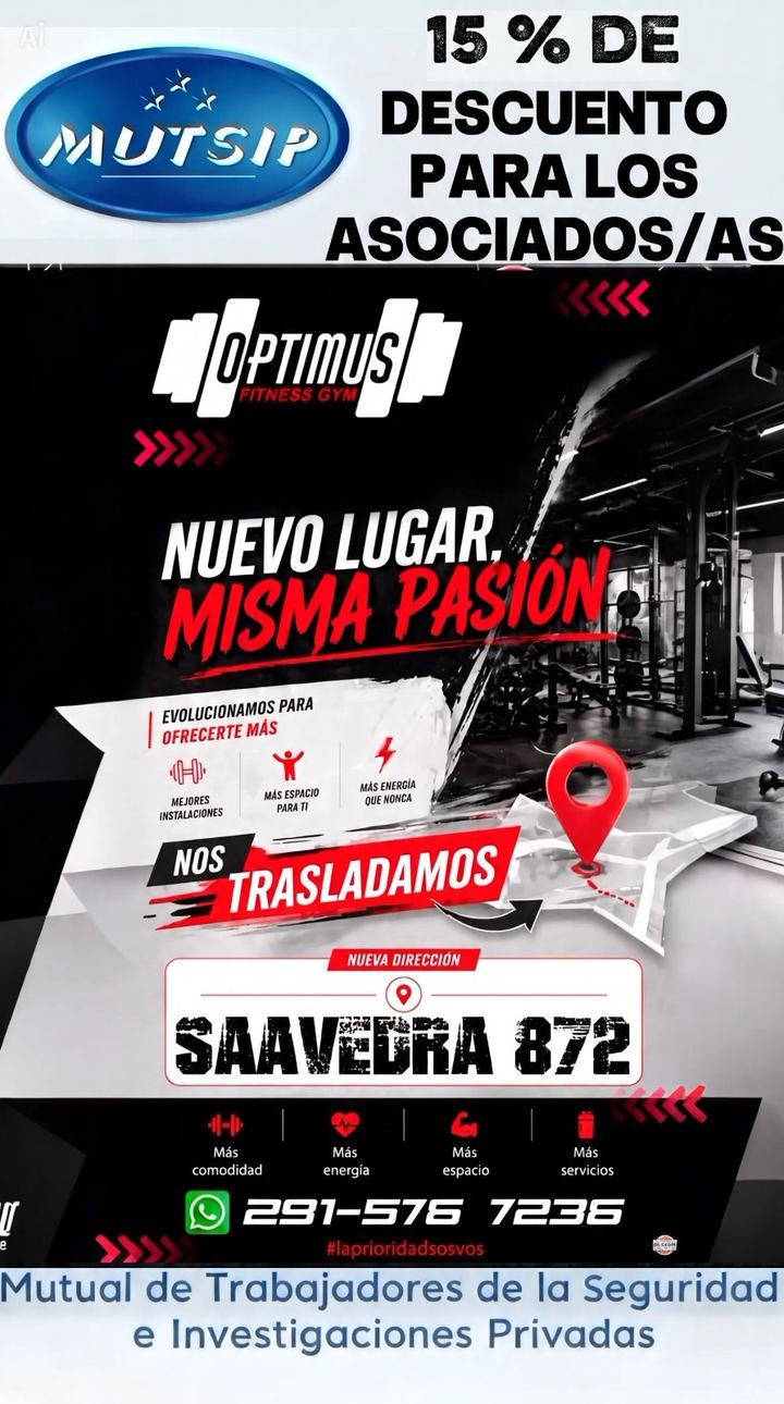 Optimus Fitness Gym - Beneficio MUTSIP para asociados