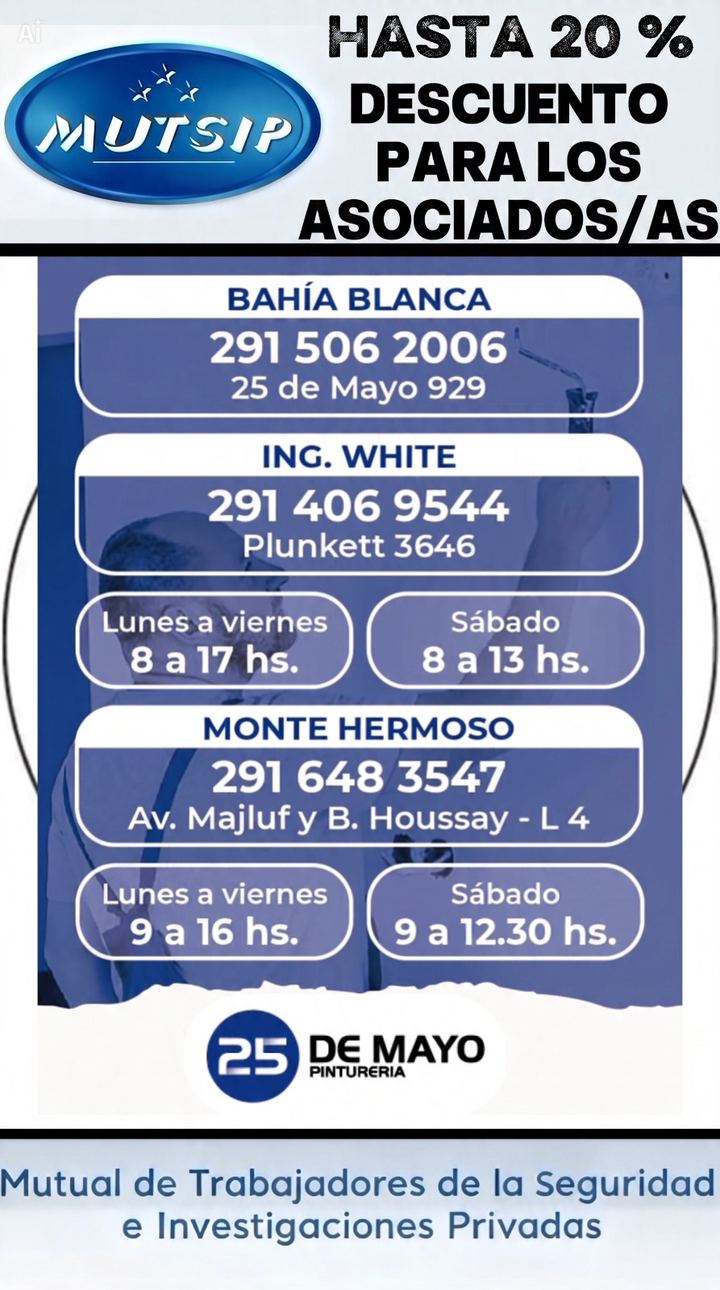 Pinturería 25 de Mayo - Beneficio MUTSIP para asociados