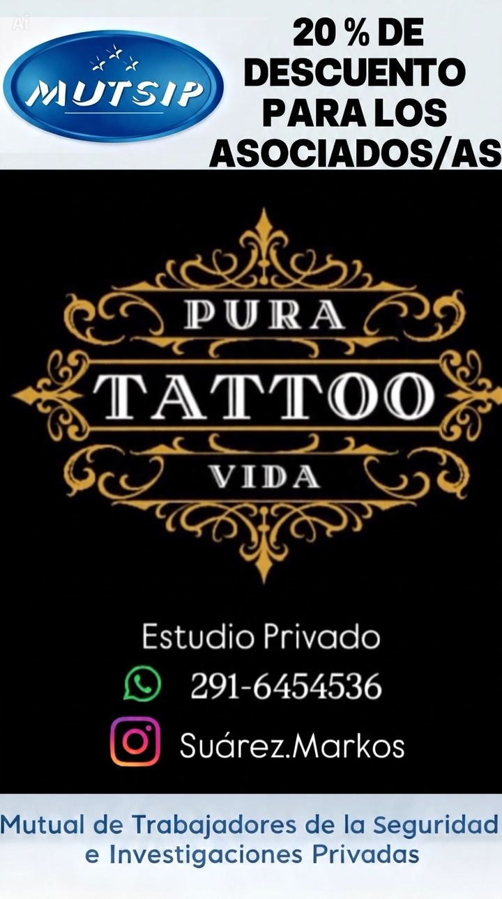 Pura Vida Tattoo - Beneficio MUTSIP para asociados
