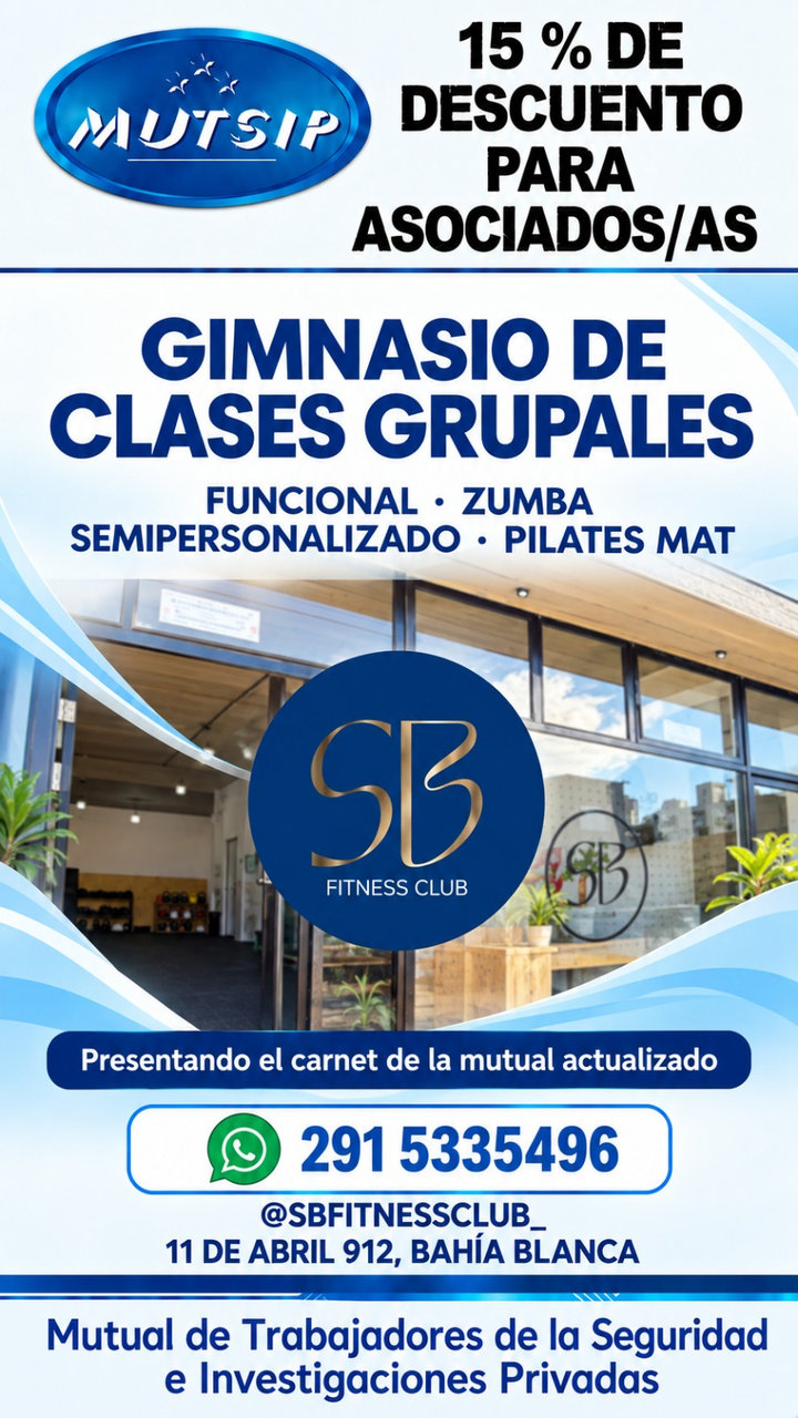 SB Fitness Club - Gimnasio de clases grupales - Beneficio MUTSIP para asociados