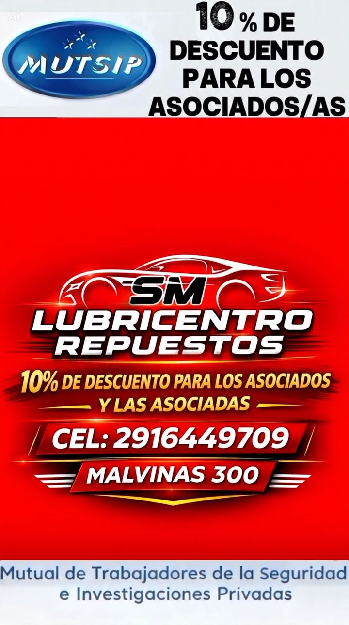 SM Lubricentro Repuestos - Beneficio MUTSIP para asociados