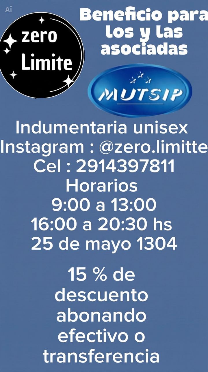 Zero Límite Indumentaria Unisex - Beneficio MUTSIP para asociados